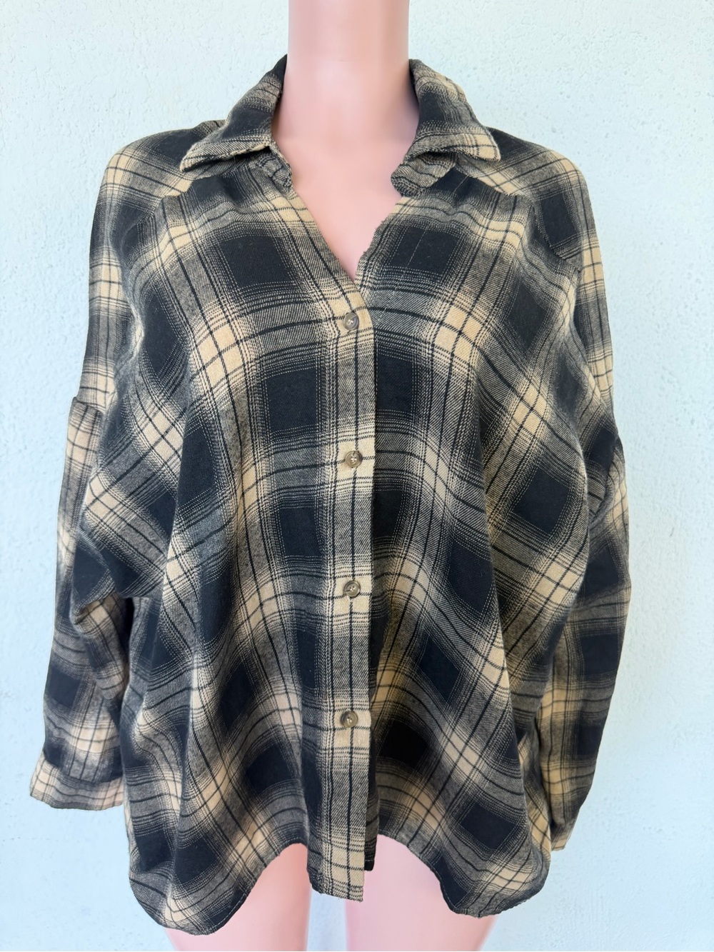 HYFVE Black and Cream Plaid Button-Down Shirt